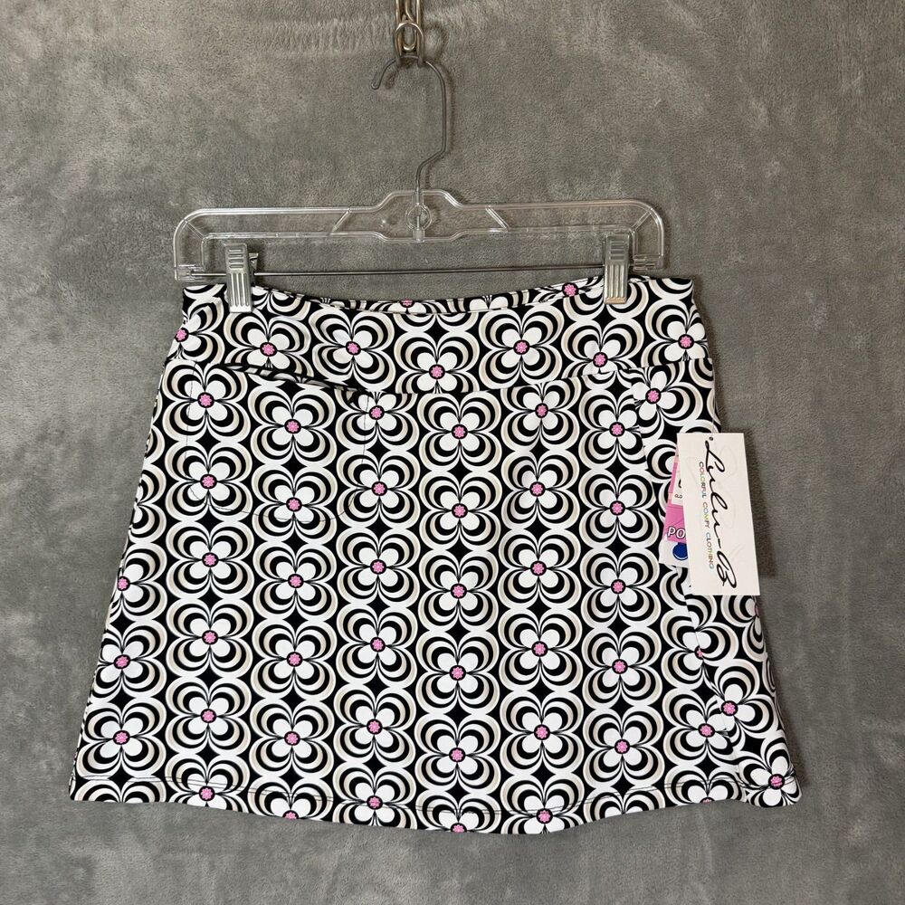 NWT Lulu B Beach House II Women S Black Pink Floral UPF 50+ Cooling Skort Skirt